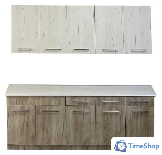 Готовая кухня Поставымебель Поставчанка-3РД 2000ш (дуб крафт белый/дуб крафт серый) - Изображение №1 — Интернет-магазин Time-Shop