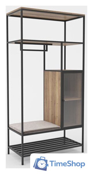 Стеллаж Hype Mebel Босс 100x200 (черный/дуб галифакс натуральный/велюр серый) - Изображение №1 — Интернет-магазин Time-Shop