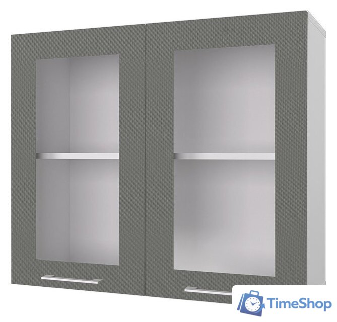 Шкаф навесной Горизонт Оптима 80 Витрина (холст вулкан) - Изображение №1 — Интернет-магазин Time-Shop