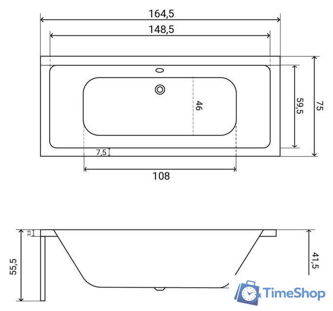 Ванна Lauter Oasis 165 21203065 (с ножками и сифоном 21Y11030 хром) - Изображение №35 — Интернет-магазин Time-Shop