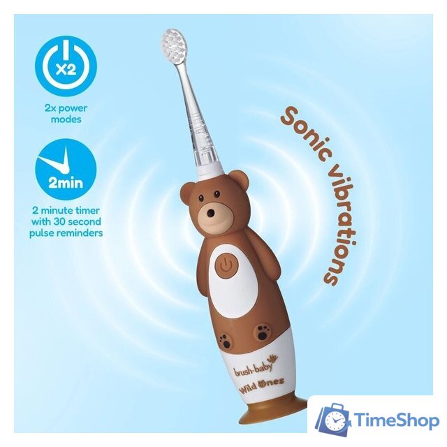 Электрическая зубная щетка Brush-Baby WildOnes Bear - Изображение №6 — Интернет-магазин Time-Shop