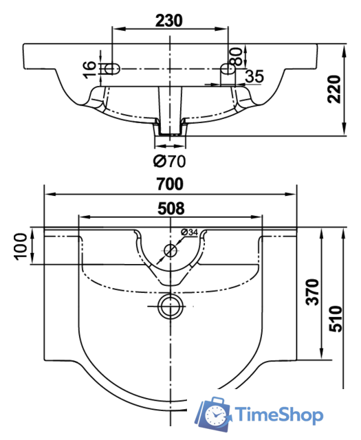 Умывальник Керамин Квадро 70 - Изображение №5 — Интернет-магазин Time-Shop