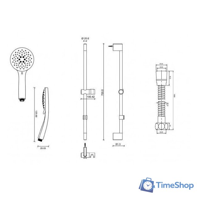 Душевой гарнитур  Jacob Delafon Salute E32907-CP - Изображение №3 — Интернет-магазин Time-Shop