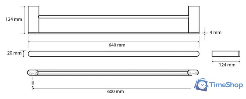 Аксессуары для ванной и туалета Bemeta Organic 167104050 (600мм, черный матовый) - Изображение №2 — Интернет-магазин Time-Shop