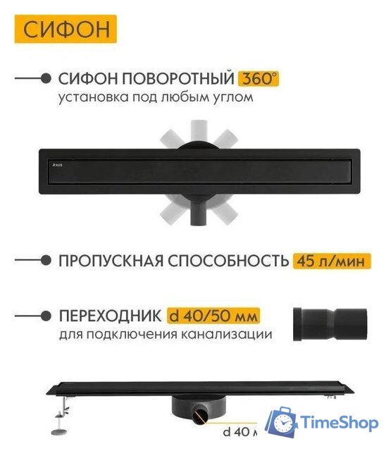 Трап/канал Axus Universal 700 Black - Изображение №10 — Интернет-магазин Time-Shop