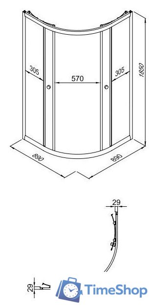 Душевой уголок Triton Альфа-Хром 90х90 (без поддона) - Изображение №4 — Интернет-магазин Time-Shop