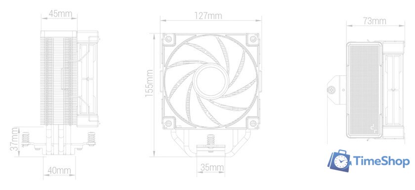 Кулер для процессора DeepCool AK400 ZERO DARK R-AK400-BKNNMN-G-2 - Изображение №2 — Интернет-магазин Time-Shop