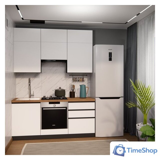 Готовая кухня ВерсоМебель Эко Премиум 1.8 (белый фасадный/ст. дуб вотан) - Изображение №7 — Интернет-магазин Time-Shop
