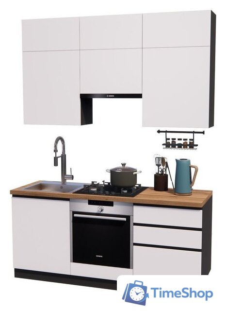 Готовая кухня ВерсоМебель Эко Премиум 1.8 (белый фасадный/ст. дуб вотан) - Изображение №1 — Интернет-магазин Time-Shop