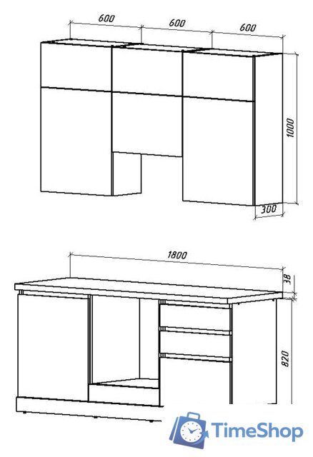 Готовая кухня ВерсоМебель Эко Премиум 1.8 (белый фасадный/ст. дуб вотан) - Изображение №8 — Интернет-магазин Time-Shop