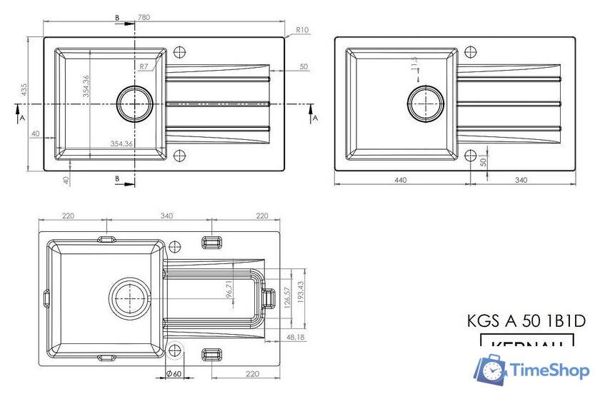 Кухонная мойка Kernau KGS A 50 1B1D Graphite - Изображение №2 — Интернет-магазин Time-Shop