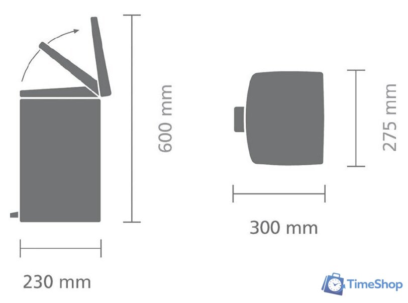 Мусорное ведро Brabantia Pedal Bin Silent 10 л прямоугольное (стальной полированный) - Изображение №4 — Интернет-магазин Time-Shop