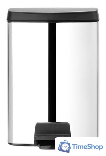 Мусорное ведро Brabantia Pedal Bin Silent 10 л прямоугольное (стальной полированный) - Изображение №1 — Интернет-магазин Time-Shop