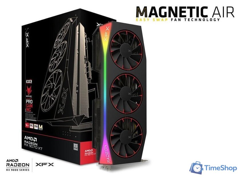 Видеокарта XFX Mercury AMD Radeon RX 9070 XT OC Magnetic Air Edition RGB RX-97TMARGB9 - Изображение №5 — Интернет-магазин Time-Shop