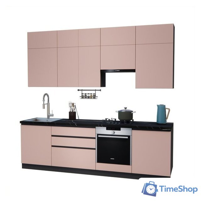 Готовая кухня ВерсоМебель Эко Премиум 2.6 (пудровый/ст. тунис) - Изображение №1 — Интернет-магазин Time-Shop