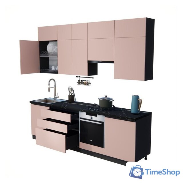 Готовая кухня ВерсоМебель Эко Премиум 2.6 (пудровый/ст. тунис) - Изображение №2 — Интернет-магазин Time-Shop