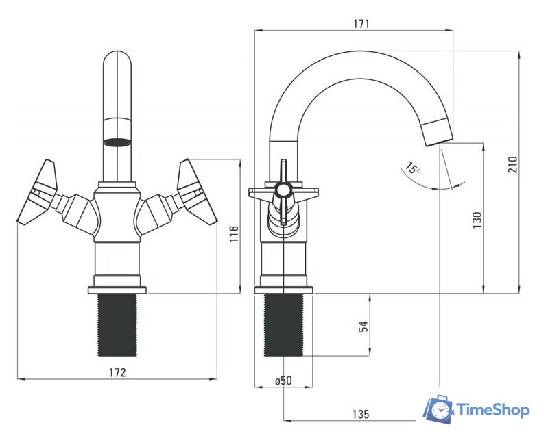 Смеситель Deante Temisto BQT 021D - Изображение №2 — Интернет-магазин Time-Shop