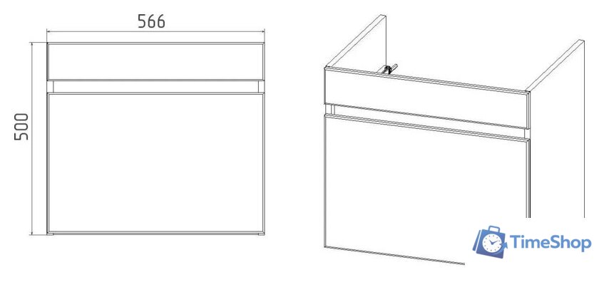  Viant Тумба с умывальником Мальта Como 60 VMAL60CO-T1YP+S-UM-COM60/1-w - Изображение №6 — Интернет-магазин Time-Shop