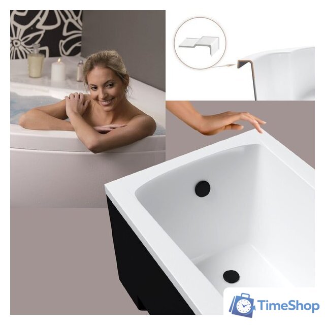 Ванна Lauter Bianca 140 21207140 (с ножками, черным подголов.,черным лиц. и торц.экраном) - Изображение №7 — Интернет-магазин Time-Shop