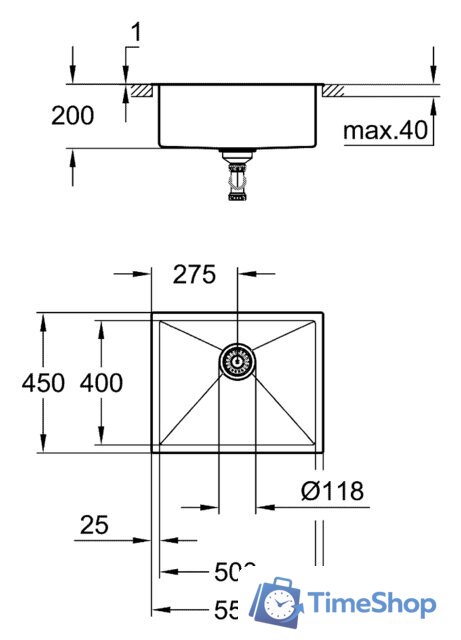 Кухонная мойка Grohe K700 60-S 55/45 1.0 31726SD0 - Изображение №2 — Интернет-магазин Time-Shop