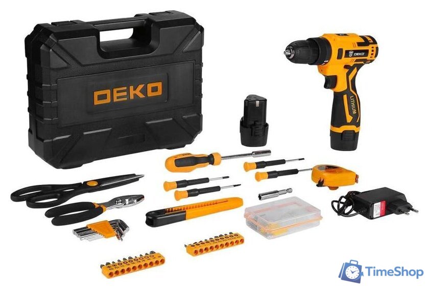 Дрель-шуруповерт Deko Banger SET 93 063-4168 (с 2-мя АКБ, кейс, набор оснастки) - Изображение №1 — Интернет-магазин Time-Shop
