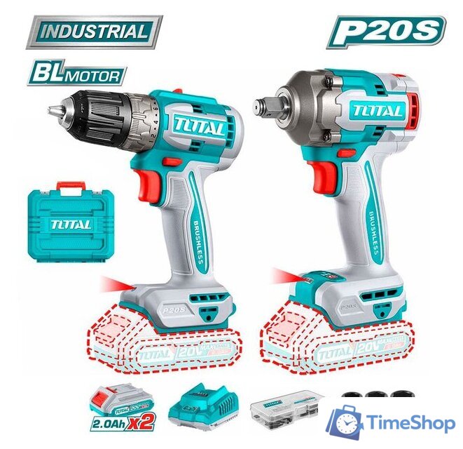 Total TCKLI20271 (шуруповерт, гайковерт, 2 АКБ, кейс) - Изображение №1 — Интернет-магазин Time-Shop