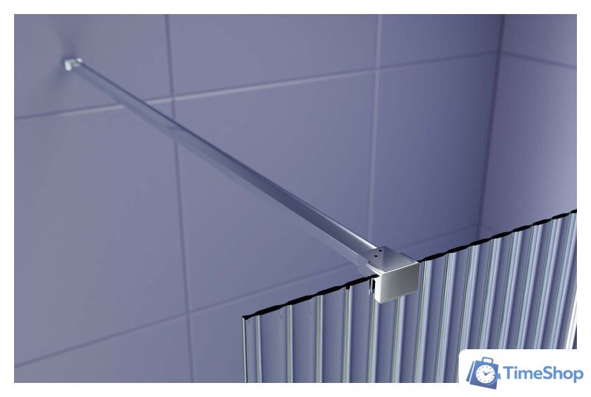 Душевая стенка Aquatek Walk in с держателем 120x200 AQ.WI.120.2CH (хром/прозрачное рифленое стекло) - Изображение №3 — Интернет-магазин Time-Shop