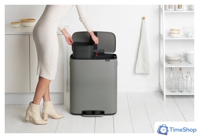 Система сортировки мусора Brabantia Bo Pedal Bin 2 x 30 л (минерально-серый) - Изображение №7 — Интернет-магазин Time-Shop