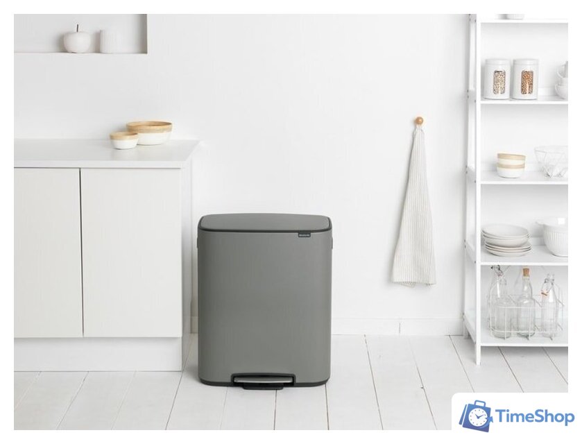 Система сортировки мусора Brabantia Bo Pedal Bin 2 x 30 л (минерально-серый) - Изображение №12 — Интернет-магазин Time-Shop