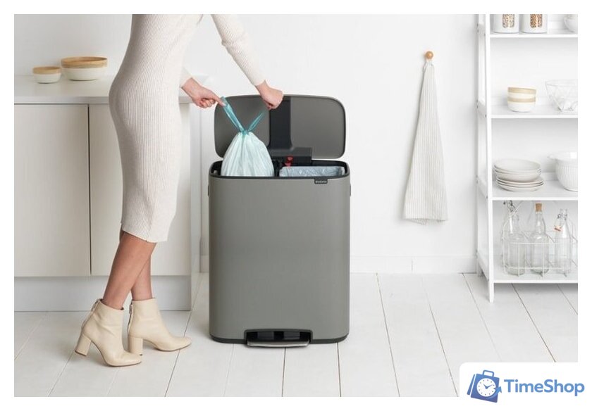 Система сортировки мусора Brabantia Bo Pedal Bin 2 x 30 л (минерально-серый) - Изображение №8 — Интернет-магазин Time-Shop