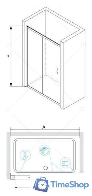 Душевая дверь RGW PA-016 350801610-11 100 (хром/прозрачное стекло) - Изображение №3 — Интернет-магазин Time-Shop