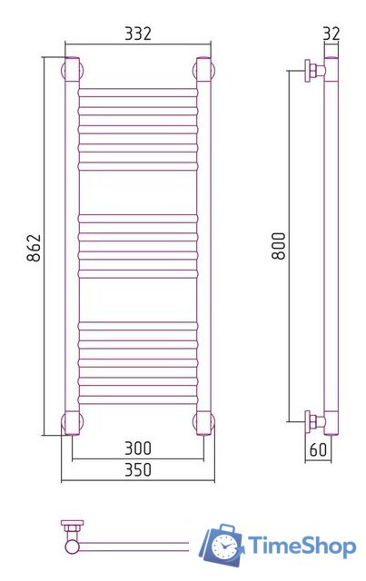 Полотенцесушитель Сунержа Богема+ прямая 800х300 30-0220-8030 - Изображение №3 — Интернет-магазин Time-Shop