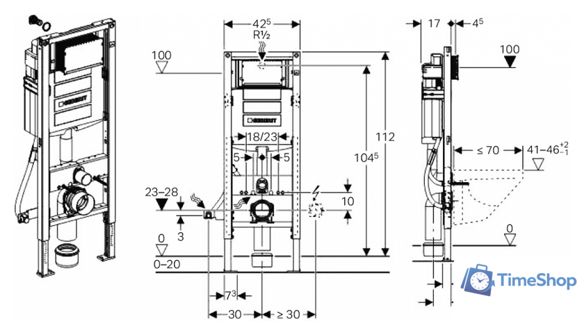 Инсталляция для унитаза Geberit Duofix UP 320 111.350.00.5 - Изображение №2 — Интернет-магазин Time-Shop
