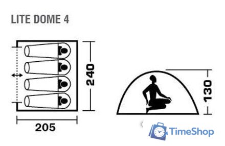 Треккинговая палатка Jungle Camp Lite Dome 4 (зеленый/серый) - Изображение №7 — Интернет-магазин Time-Shop