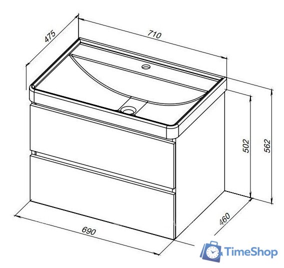  Aquanet Тумба под умывальник Вега 70 308333 - Изображение №13 — Интернет-магазин Time-Shop