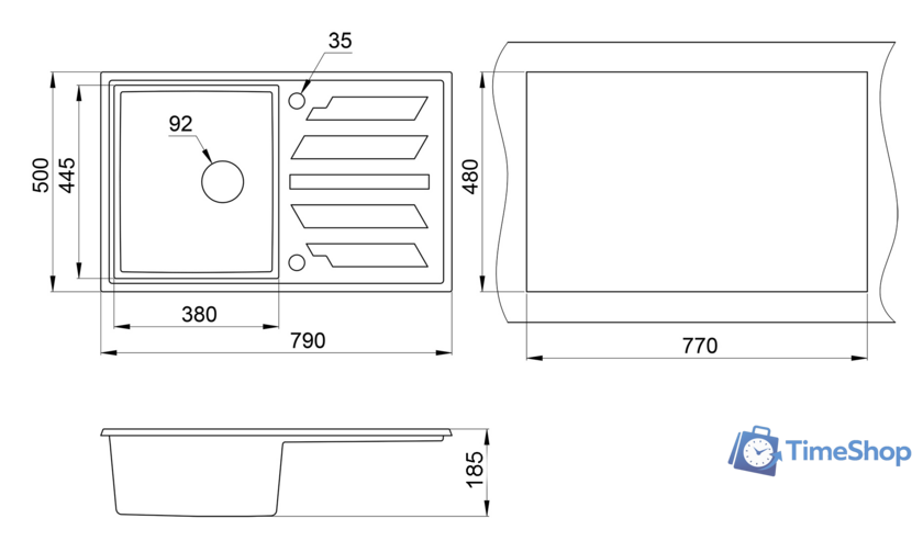 Кухонная мойка Granula 8002 (графит) - Изображение №2 — Интернет-магазин Time-Shop