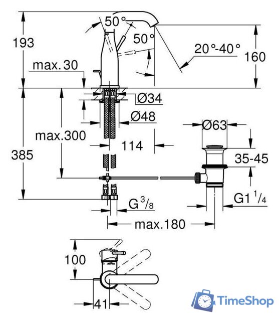 Смеситель Grohe Essence M 24173AL1 - Изображение №2 — Интернет-магазин Time-Shop