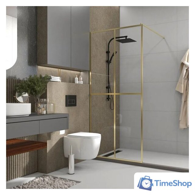 Душевая стенка Teymi Helmi 90x200 T00304 (прозрачное стекло/золото глянцевый) - Изображение №6 — Интернет-магазин Time-Shop