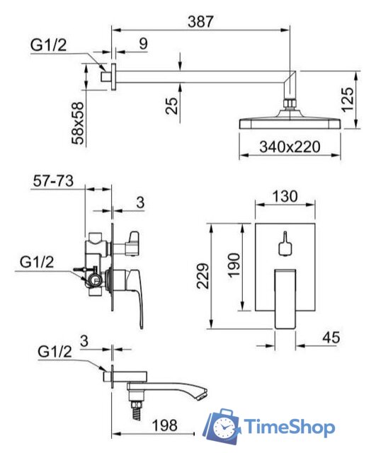 Душевая система  Raglo R01.27.03 - Изображение №2 — Интернет-магазин Time-Shop