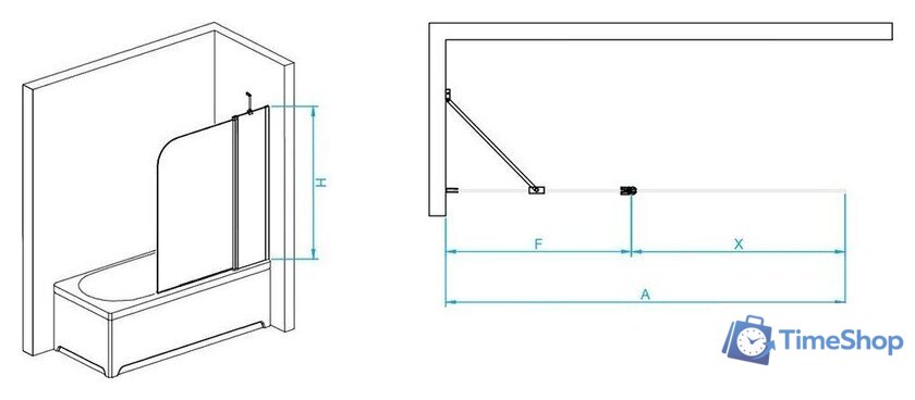 Стеклянная шторка для ванны RGW SC-011B 1100 351101111-14 - Изображение №3 — Интернет-магазин Time-Shop