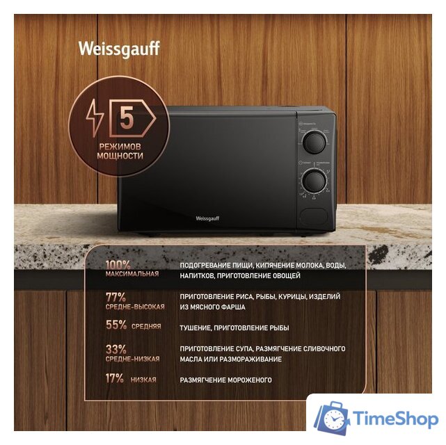 Микроволновая печь Weissgauff MWO-220 - Изображение №8 — Интернет-магазин Time-Shop