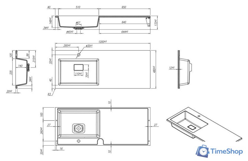 Умывальник Roxen Faber 120L 30010120L-W - Изображение №4 — Интернет-магазин Time-Shop