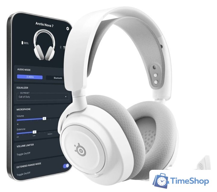 Наушники SteelSeries Arctis Nova 7P Wireless Gen 2 (для PlayStation, белый) - Изображение №7 — Интернет-магазин Time-Shop