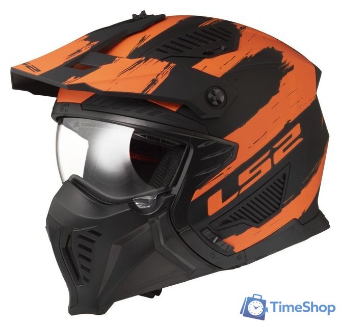 Мотошлем LS2 OF606 Drifter Mud (S, черный/оранжевый матовый) - Изображение №1 — Интернет-магазин Time-Shop