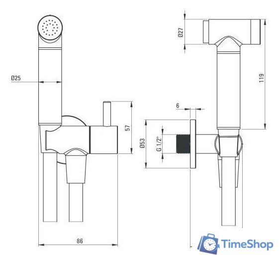 Гигиенический душ Deante Bidetta Nero ANW N51B - Изображение №2 — Интернет-магазин Time-Shop