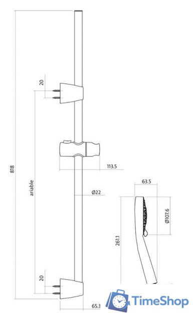 Душевой гарнитур  Cersanit Neno 63068 - Изображение №10 — Интернет-магазин Time-Shop