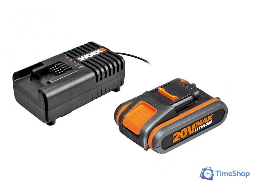 Аккумулятор с зарядным устройством Worx WA3880+WA3551.1 (20В/2.0 Ah + 14.4-20В) - Изображение №1 — Интернет-магазин Time-Shop