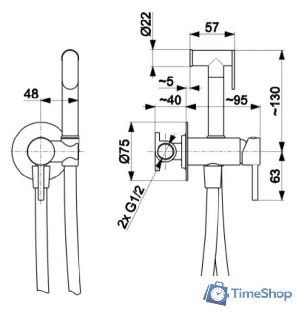 Гигиенический душ Armatura Moza 5039-512-81 - Изображение №2 — Интернет-магазин Time-Shop