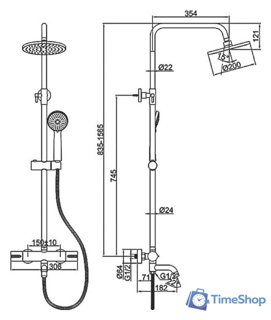 Душевая система  Ledeme L2422 - Изображение №2 — Интернет-магазин Time-Shop