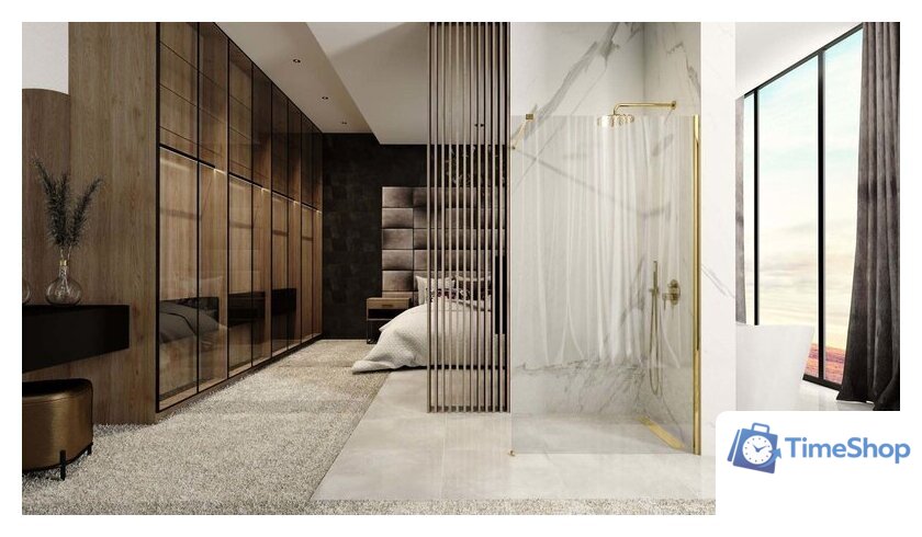 Душевая стенка Rea Aero 90 (золотой/прозрачное стекло) - Изображение №3 — Интернет-магазин Time-Shop